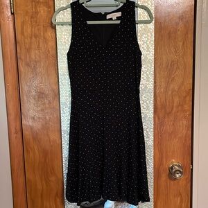 Loft v-neck, sleeveless, ruffle trimmed dress.